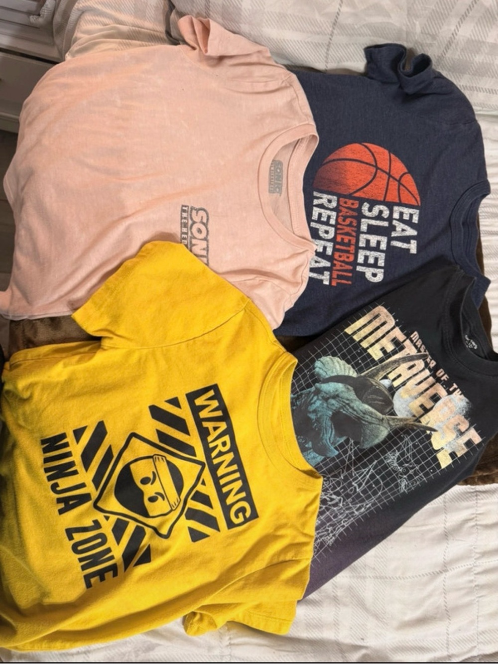 Place Kids Short Sleeve Tee Pack - Yellow, Peach, Navy, Charcoal